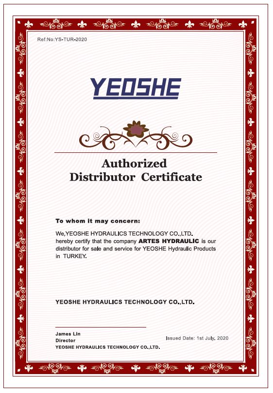 YEOSHE DİSTRİBUTOR BELGESİ